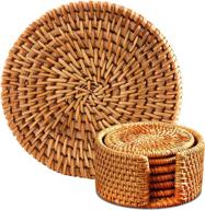 🍹 round rattan coasters for drinks and spills логотип