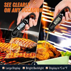 img 2 attached to 🔥 Fast & Precise Black Instant Read Meat Thermometer with Backlight, Magnet, Calibration, and Foldable Probe – Ideal for Deep Fry, BBQ, Grill, and Roast Turkey Cooking