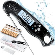 🔥 fast & precise black instant read meat thermometer with backlight, magnet, calibration, and foldable probe – ideal for deep fry, bbq, grill, and roast turkey cooking logo