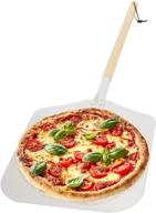 🍕 premium aluminum pizza peel paddle with detachable wooden handle - 12" x 14" blade, long 21.5" handle with leather strap - outdoor pizza oven accessories logo