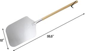 img 2 attached to 🍕 Premium Aluminum Pizza Peel Paddle with Detachable Wooden Handle - 12" x 14" Blade, Long 21.5" Handle with Leather Strap - Outdoor Pizza Oven Accessories