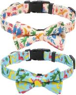 🦕 2-pack dinosaur print dog collar with detachable bowtie - soft adjustable breakaway pet collar for small to medium cats and dogs logo