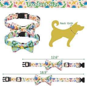 img 3 attached to 🦕 2-Pack Dinosaur Print Dog Collar with Detachable Bowtie - Soft Adjustable Breakaway Pet Collar for Small to Medium Cats and Dogs