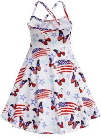 img 3 attached to 🦄 Summer Unicorn Spaghetti Strap Cami Dress for Girls - Patriotic 4th of July American Flag Dresses