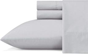 img 4 attached to 🛏️ Комплект постельного белья коллекции Vera Wang Organic - 100% хлопок, легкая принтованная ткань, сертифицировано по стандартам Oeko-Tex & GOTS, размер "queen", серого цвета.