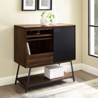🎶 walker edison modern rectangle sideboard with record player storage - entryway serving storage cabinet doors - dining room console - 30 inch - black and dark walnut logo