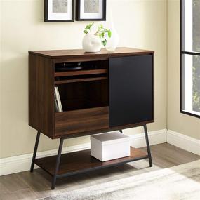 img 4 attached to 🎶 Walker Edison Modern Rectangle Sideboard with Record Player Storage - Entryway Serving Storage Cabinet Doors - Dining Room Console - 30 Inch - Black and Dark Walnut