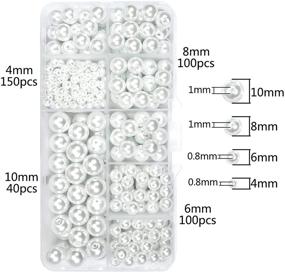 img 3 attached to 📿 390pcs Glass Pearl Beads White Craft Pearl Beads with Holes - 4mm 6mm 8mm 10mm Round Imitation Pearls - Loose Spacer Beading Supplies for DIY Jewelry Making: Necklaces, Bracelets, Earrings