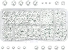 img 4 attached to 📿 390pcs Glass Pearl Beads White Craft Pearl Beads with Holes - 4mm 6mm 8mm 10mm Round Imitation Pearls - Loose Spacer Beading Supplies for DIY Jewelry Making: Necklaces, Bracelets, Earrings