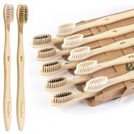 🎋 bamboo toothbrushes: pack of 10, bpa free medium-soft bristles, natural & biodegradable wooden toothbrush logo