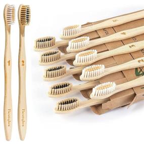 img 4 attached to 🎋 Bamboo Toothbrushes: Pack of 10, BPA Free Medium-Soft Bristles, Natural & Biodegradable Wooden Toothbrush