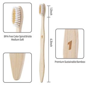 img 3 attached to 🎋 Bamboo Toothbrushes: Pack of 10, BPA Free Medium-Soft Bristles, Natural & Biodegradable Wooden Toothbrush