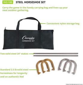 img 3 attached to 🐎 Professional Solid Steel Horseshoe Set by Champion Sports: Traditional Outdoor Lawn Game with Stakes, Carrying Case Included