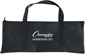 img 2 attached to 🐎 Professional Solid Steel Horseshoe Set by Champion Sports: Traditional Outdoor Lawn Game with Stakes, Carrying Case Included