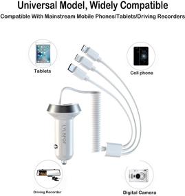 img 2 attached to 🚗 Upgraded LYLBFOF 5A/40W Car Charger Adapter with Quick Charge 3.0, Cigarette Lighter Compatible for Apple iPhone, Android, Type C Cable (White)