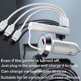 img 1 attached to 🚗 Upgraded LYLBFOF 5A/40W Car Charger Adapter with Quick Charge 3.0, Cigarette Lighter Compatible for Apple iPhone, Android, Type C Cable (White)