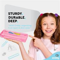 📏 pink pencil box storage organizer utility - long ruler length plastic pencil case for school, office supplies - ideal for kids & adults in red, green, grey, purple, blue - 1pk - by enday логотип