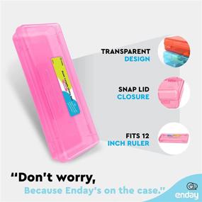 img 3 attached to 📏 Pink Pencil Box Storage Organizer Utility - Long Ruler Length Plastic Pencil Case for School, Office Supplies - Ideal for Kids & Adults in Red, Green, Grey, Purple, Blue - 1PK - By Enday