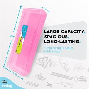 img 1 attached to 📏 Pink Pencil Box Storage Organizer Utility - Long Ruler Length Plastic Pencil Case for School, Office Supplies - Ideal for Kids & Adults in Red, Green, Grey, Purple, Blue - 1PK - By Enday