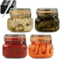 galashield glass jars: airtight food storage canisters with leak proof seals - set of 4 (17 oz) логотип