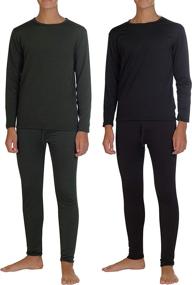 img 4 attached to 🧥 2 Pack: Boys Thermal Underwear Set - Fleece Lined Long Johns for Kids - Top & Bottom Knit Base Layer Winter Sets