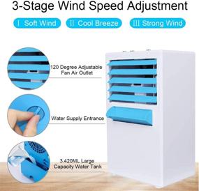 img 2 attached to 🌬️ Stay Cool and Comfortable with the Personal Air Cooler - 4-in-1 Portable Table Fan and Quiet Mini Air Conditioner for Home and Office with Icebox, 3 Fan Speeds, Air Humidifier, and AC Adapter Included