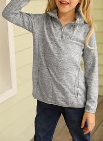 img 2 attached to BLENCOT Girls' Stand Collar Pullover Tops with 1/4 Zipper, Long Sleeves, Fleece Sweatshirts, and Pockets - Casual Tunic Fit