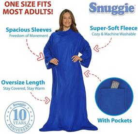 img 3 attached to 🧥 SNUGGIE- Original Sleeved Wearable Blanket in Super Soft Fleece, Cozy & Warm, with Pockets, for Adults, Men, Women - As Seen On TV, Blue