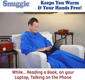 img 1 attached to 🧥 SNUGGIE- Original Sleeved Wearable Blanket in Super Soft Fleece, Cozy & Warm, with Pockets, for Adults, Men, Women - As Seen On TV, Blue