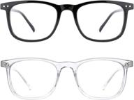 👓 2-pack tijn square lightweight blue light glasses for women, men, and teens - anti eyestrain, computer screen protection logo