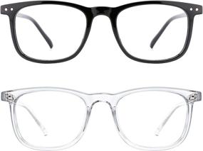 img 4 attached to 👓 2-Pack TIJN Square Lightweight Blue Light Glasses for Women, Men, and Teens - Anti Eyestrain, Computer Screen Protection