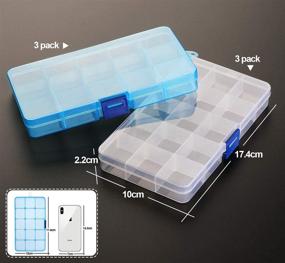 img 3 attached to 🗃️ Plastic Organizer Bead Storage Box - 6 Pack of Versatile Compartments with Movable Dividers for Earrings, Jewelry, Crafts, and Sewing Supplies - 15 Grid Design