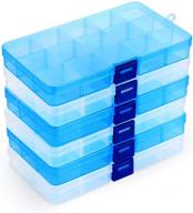 🗃️ plastic organizer bead storage box - 6 pack of versatile compartments with movable dividers for earrings, jewelry, crafts, and sewing supplies - 15 grid design logo