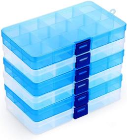 img 4 attached to 🗃️ Plastic Organizer Bead Storage Box - 6 Pack of Versatile Compartments with Movable Dividers for Earrings, Jewelry, Crafts, and Sewing Supplies - 15 Grid Design