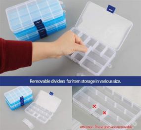 img 2 attached to 🗃️ Plastic Organizer Bead Storage Box - 6 Pack of Versatile Compartments with Movable Dividers for Earrings, Jewelry, Crafts, and Sewing Supplies - 15 Grid Design