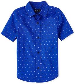 img 1 attached to 👕 Kids' Clothing: Sleeve Printed Oxford Tops, Tees & Shirts by Childrens Place