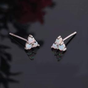 img 3 attached to 🌈 Gold Plated CiNily Opal Stud Earrings - Cute Small Horse/Rainbow/Triangle Animal Hypoallergenic Earrings for Women and Girls