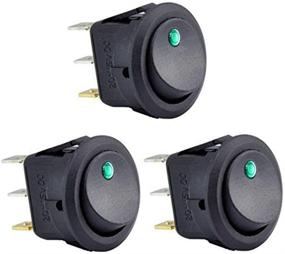 img 3 attached to Cllena Car Truck Round Rocker Toggle Switch Green LED Light On-Off Control 12V 20A