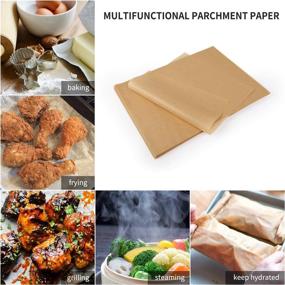 img 3 attached to SMARTAKE 400PCS Parchment Paper Sheets - Non-Stick Pre-Cut Baking Parchment for Oven 🌟 Grilling, Air Fryer, Steaming, Bread, Cake, Cookie, Meat, Pizza - 12 x 16 IN (Unbleached)