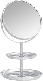 img 4 attached to 🪞 Amazon Basics Dual Tray Vanity Mirror - 1X/5X Magnification, Chrome: Enhanced Reflection and Storage Solution