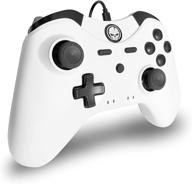 wired xbox one controller with audio jack & turbo function | white (6ft) - compatible with xbox series x/s and pc logo