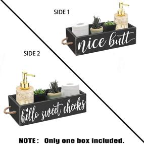 img 3 attached to 🚽 Cocomong Farmhouse Bathroom Decor Box - Funny Butt Design, 2 Sides, Toilet Paper Holder, Over Toilet Rustic Organizer, Paper Diaper Storage, Black