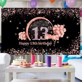 img 2 attached to Extra Large 13th Birthday Backdrop Decorations for Girls - Rose Gold Happy 13th Birthday Party Supplies with Photo Booth Props - Lnlofen