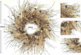 img 3 attached to 🌿 24 Inch Winter Pip Berry Wreath Artificial Eucalyptus Front Door Wreath with Orange Flowers, Pinecones, and Ivory Foliage - Mixed Wreath on Farmhouse Grapevine for Wall Window Decoration and Home Décor