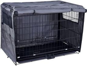 img 4 attached to 🐶 Universal Fit Dog Crate Cover - Oxford Fabric Pet Kennel Cover with 1 2 3 Doors, Pockets, and Mesh Window - Suitable for Small, Medium, and Large Dogs in 24 30 36 42 48 Inch Crates