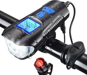 img 4 attached to AOPOY LED Bicycle Light Set: USB Rechargeable Bike Lights, Free Tail Light, Speedometer Odometer, 1500mAh Power Bank, 800LM, Mountain Bike Lights for Night Riding