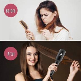 img 3 attached to Advanced Hair Straightener Brush by MiroPure: 2-in-1 Ionic Straightening Brush with Anti-Scald Feature, Auto Temperature Lock & Auto-Off Function (Black)