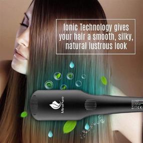 img 2 attached to Advanced Hair Straightener Brush by MiroPure: 2-in-1 Ionic Straightening Brush with Anti-Scald Feature, Auto Temperature Lock & Auto-Off Function (Black)