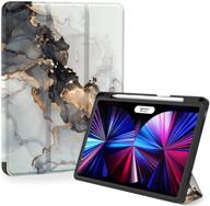 📱 feams slim protective tri-fold ipad pro 11 inch 2021/2020/2018 case - soft tpu back cover with auto wake/sleep & pencil holder - compatible with ipad pro 11 inch 3rd/2nd/1st generation - marble design logo