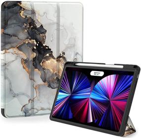 img 4 attached to 📱 Feams Slim Protective Tri-Fold iPad Pro 11 Inch 2021/2020/2018 Case - Soft TPU Back Cover with Auto Wake/Sleep & Pencil Holder - Compatible with iPad Pro 11 Inch 3rd/2nd/1st Generation - Marble Design